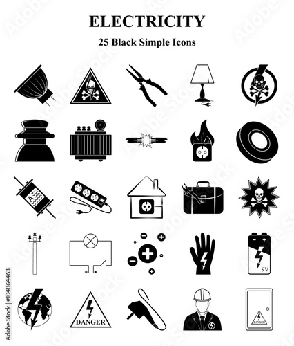 Electricity 25 icons set for web and mobile