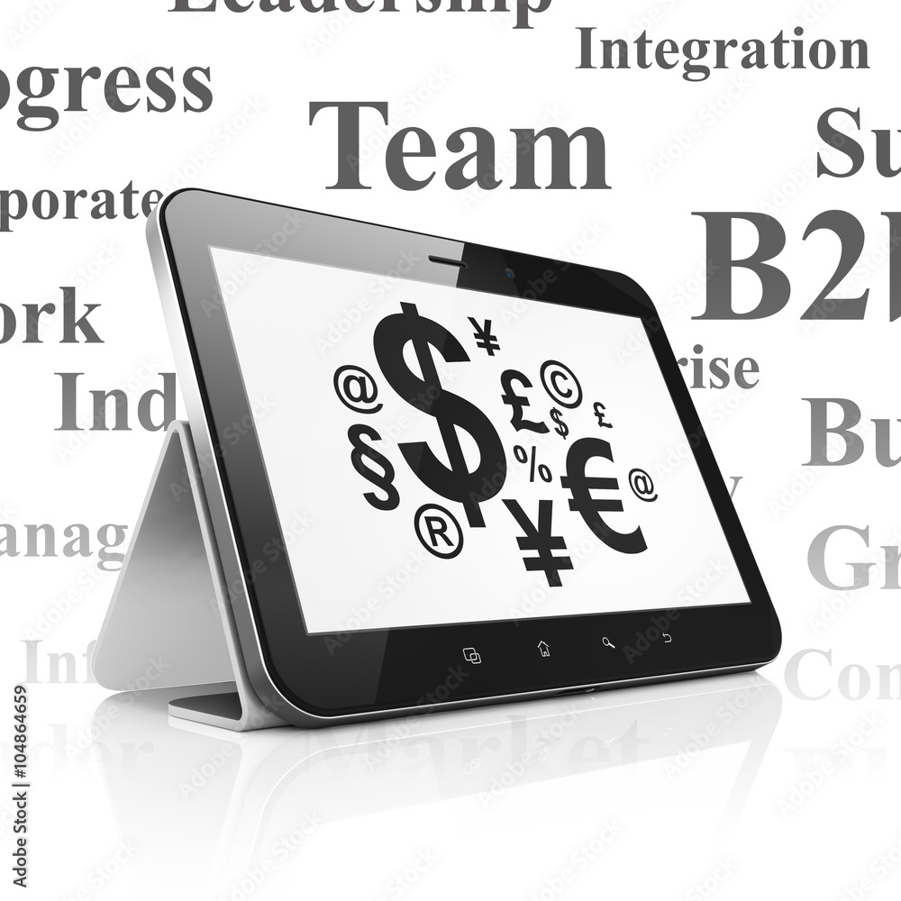 Finance concept: Tablet Computer with Finance Symbol on display Finance concept: Tablet Computer with Finance Symbol on display