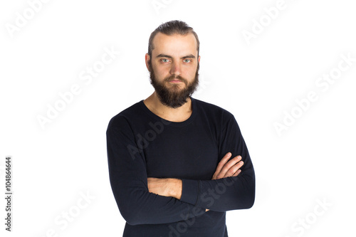 Portrait of bearded man on a white background