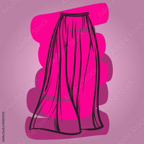 Stylish skirt model hand drawn vector illustration.