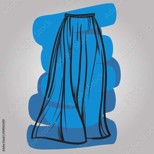 Stylish skirt model hand drawn vector illustration.