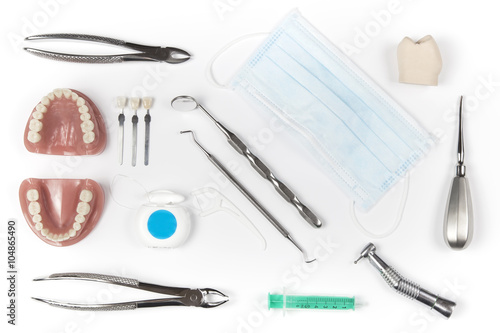 Group of dentistry educational objects