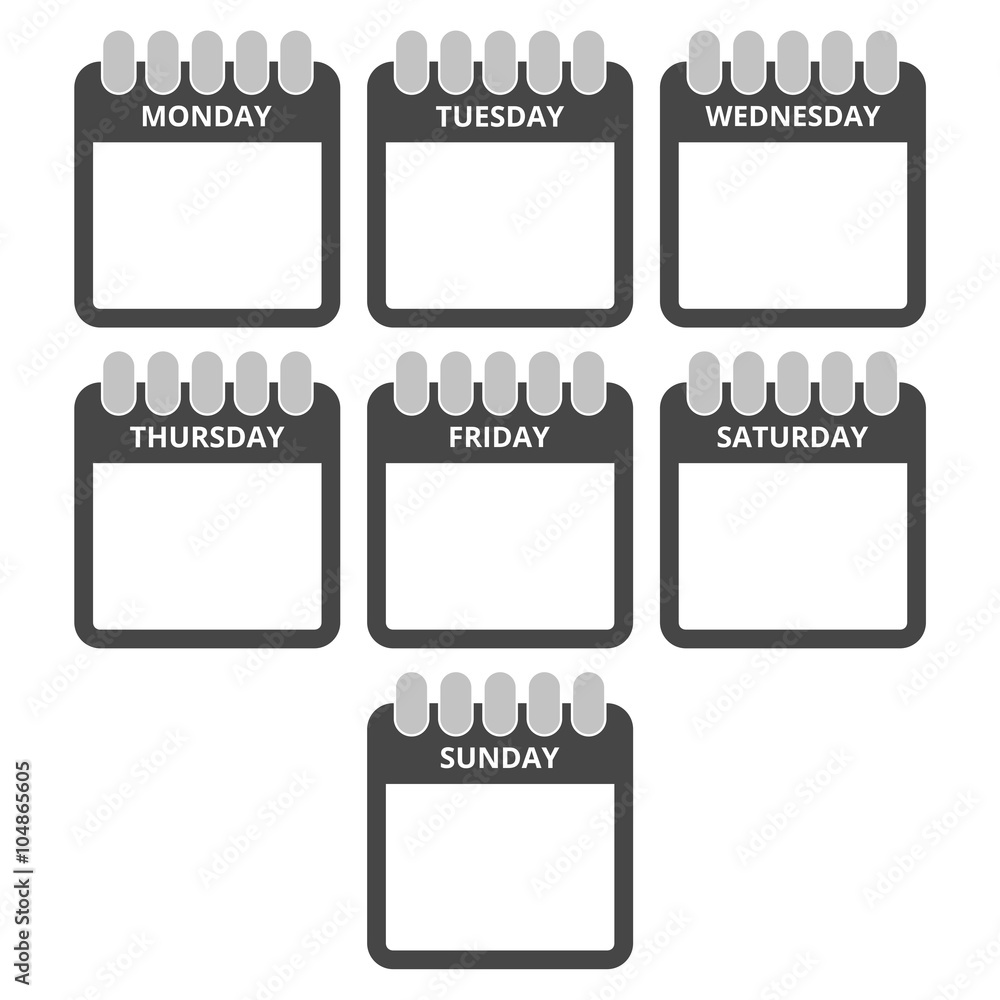 Vetor De Days Of The Week Calendar Sheets With The Days Of The Week Do vetor-de-days-of-the-week-calendar-sheets-with-the-days-of-the-week-do