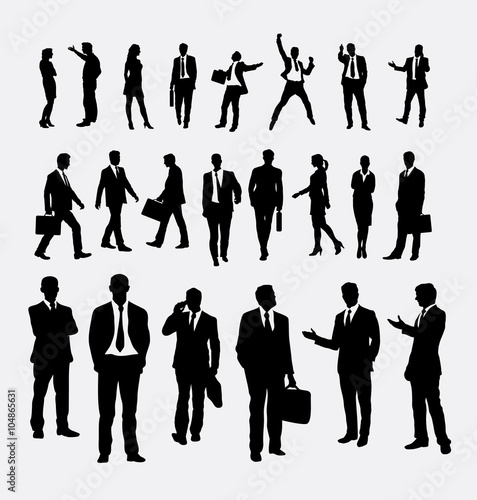Businessman and business woman bundle 1 silhouette. Good use for symbol, logo, web icon, mascot, sign, sticker, or any design you want. Easy to use.