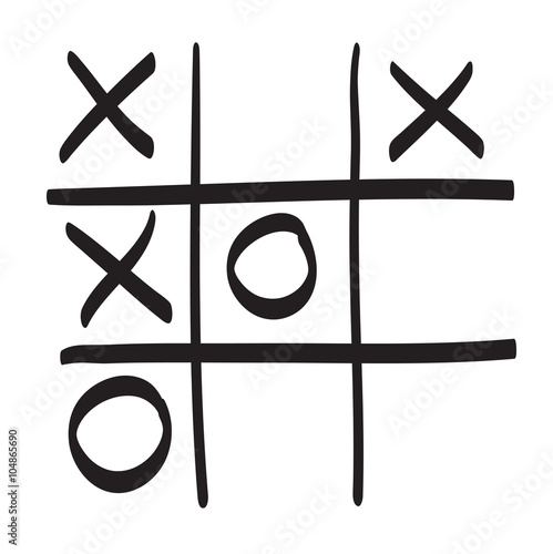 Hand drawn tic tac toe vector scribble icon symbol illustration