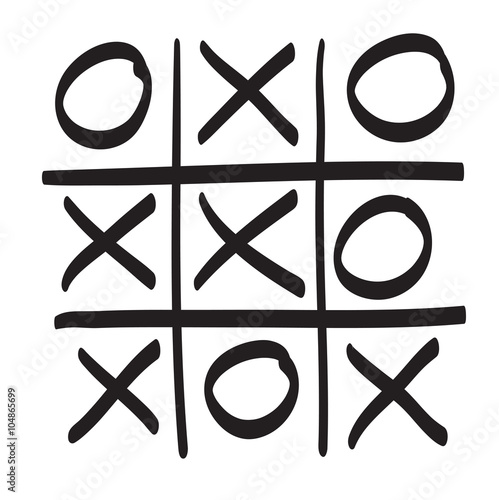 Hand drawn tic tac toe vector scribble icon symbol illustration