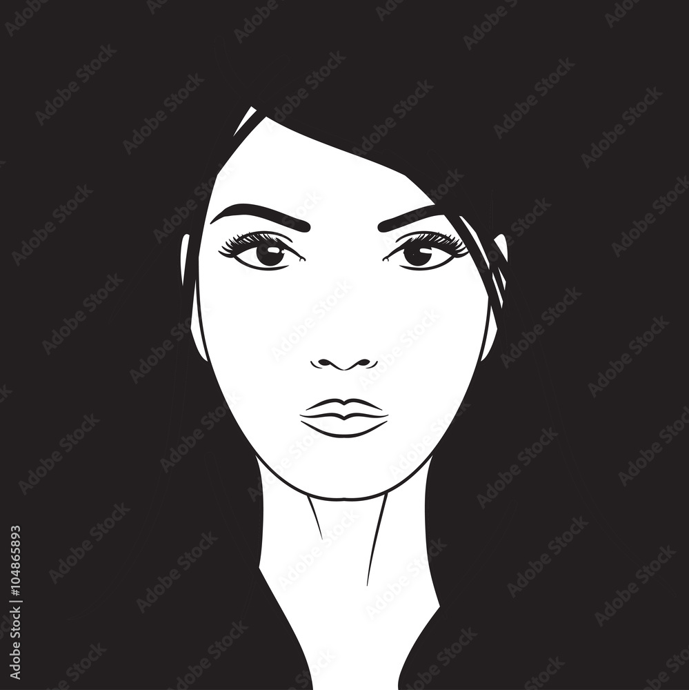 Beautiful Woman Vector Portrait Hand Drawn Illustration Stock Vector Adobe Stock