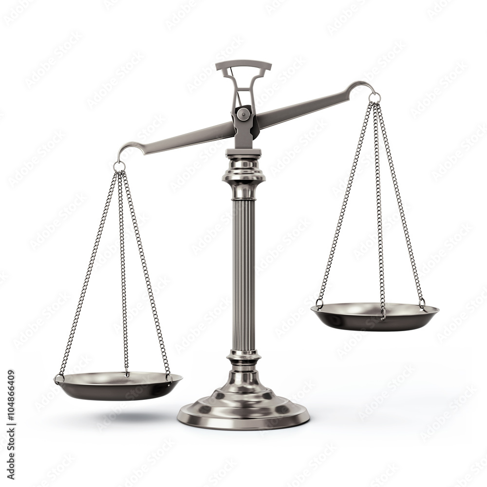 Silver scales - left down and right up - front view Silver scales - left down and right up - front view
