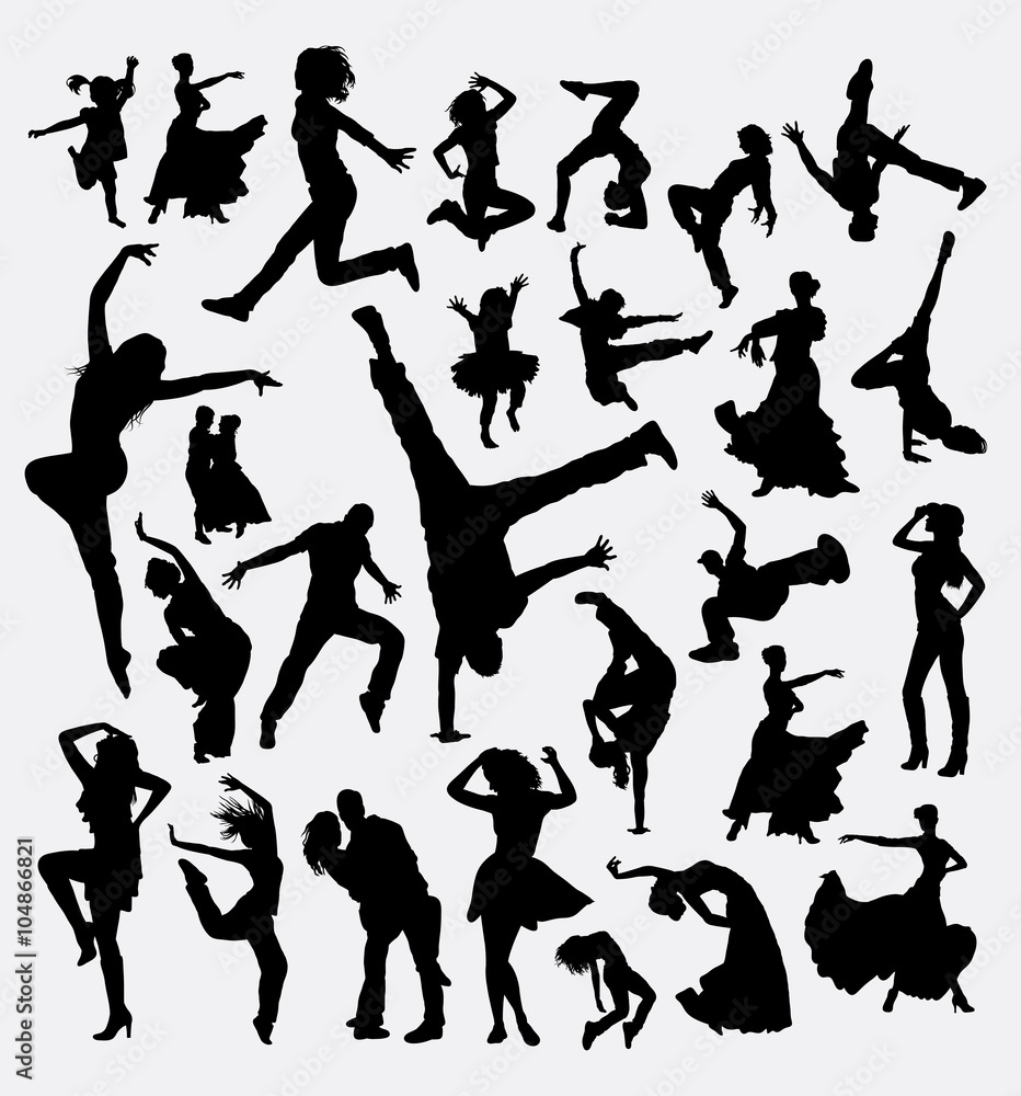 Dance man and women bundle silhouette 4. Good use for symbol, web icon, logo, mascot, sticker, sign, or any design you want. Easy to use.