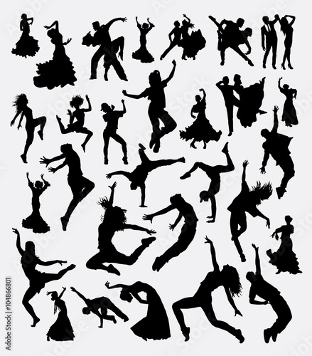 Dance man and women bundle silhouette. Good use for symbol, logo, web icon, mascot, sticker, sign, or any design you want. Easy to use.