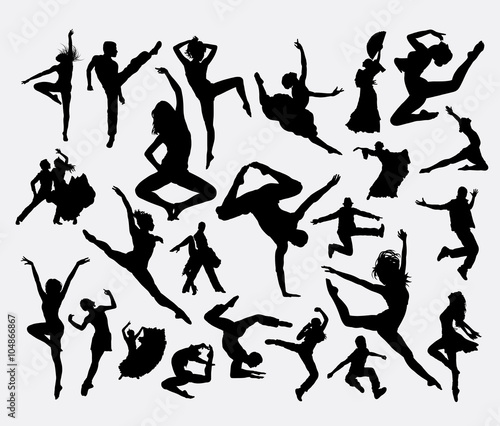 Dance male and female bundle silhouette 6. Good use for symbol  logo  web icon  mascot  sign  sticker  or any design you want. Easy to use.