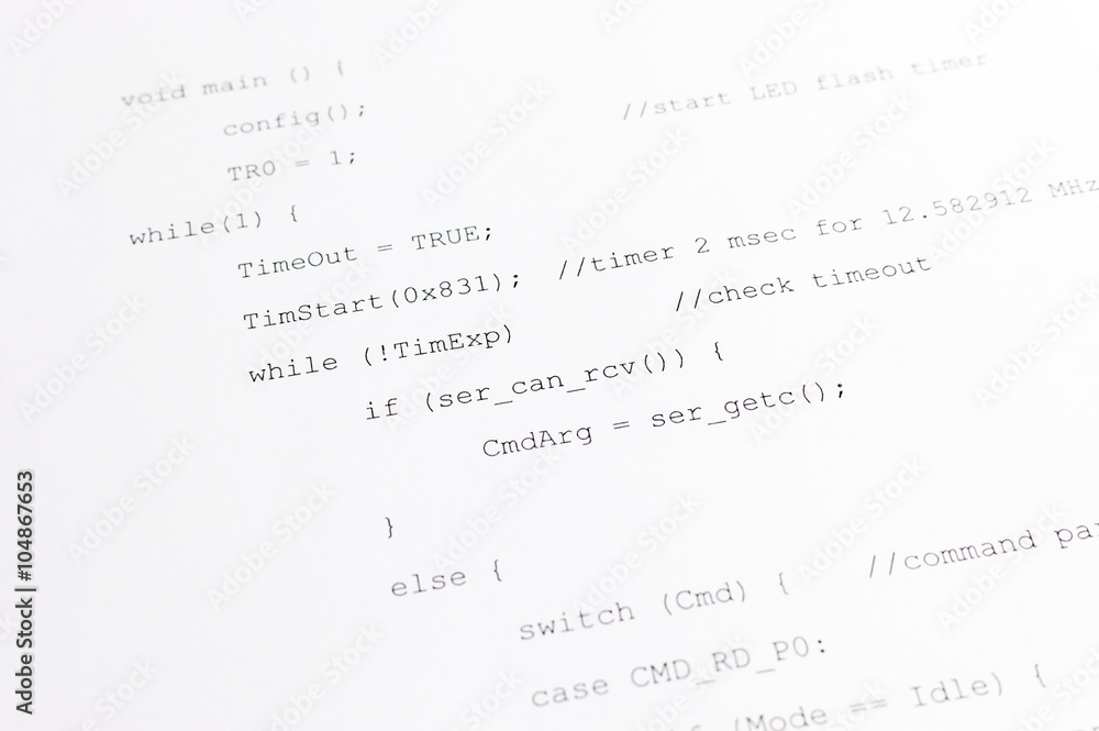 A printout of programming code