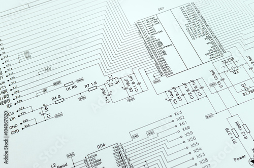 Schematic diagram closeup photo