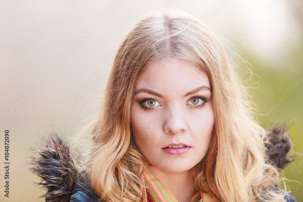 Portrait sad attractive woman outdoor Portrait sad attractive woman outdoor