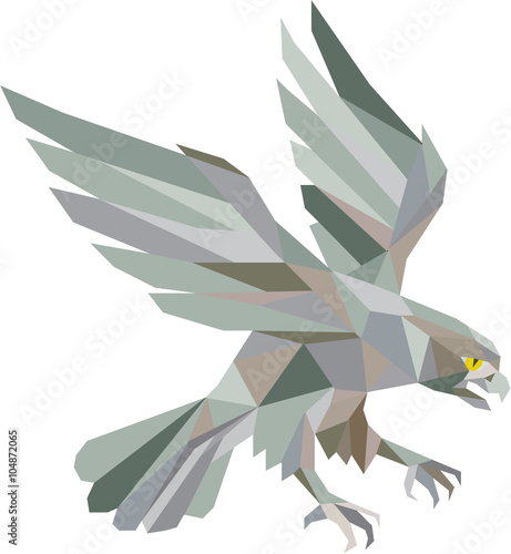 Peregrine Falcon Swooping Grey Low Polygon