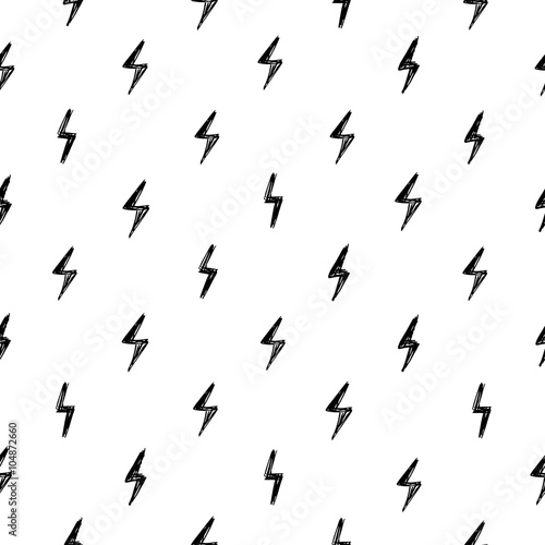 Seamless pattern with hand drawn thunderbolt.