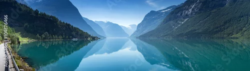 Panel kuchenny z motywem Lovatnet lake, Norway, Panoramic view