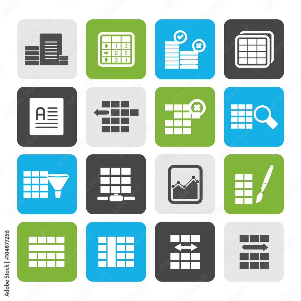 Flat Database and Table Formatting Icons - Vector Icon Set Flat Database and Table Formatting Icons - Vector Icon Set