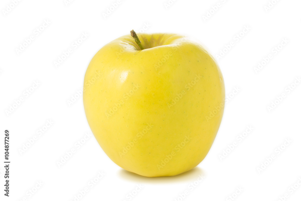 Single fresh yellow apple isolated on white background. Single fresh yellow apple isolated on white background.