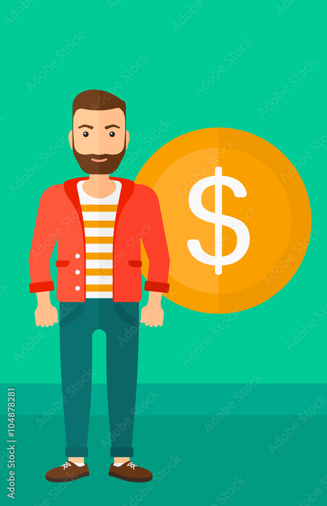 Successful businessman with dollar coin. Successful businessman with dollar coin.