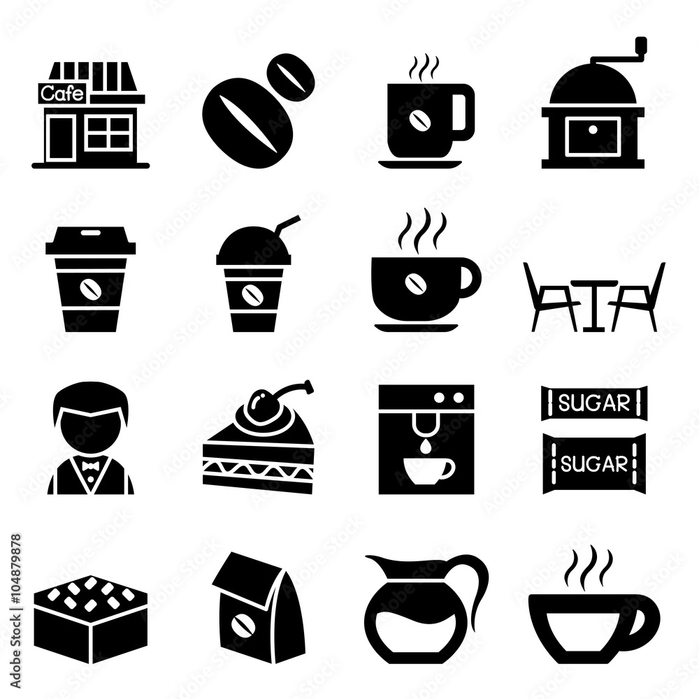 Coffee shop icon set