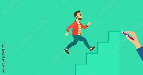 Man running upstairs.