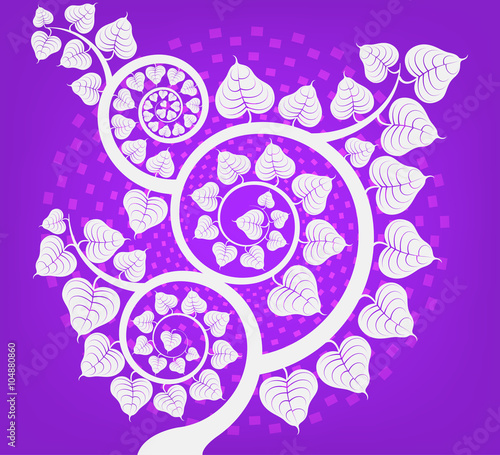 Silver Bodhi tree scene,Asian culture vector abstract background