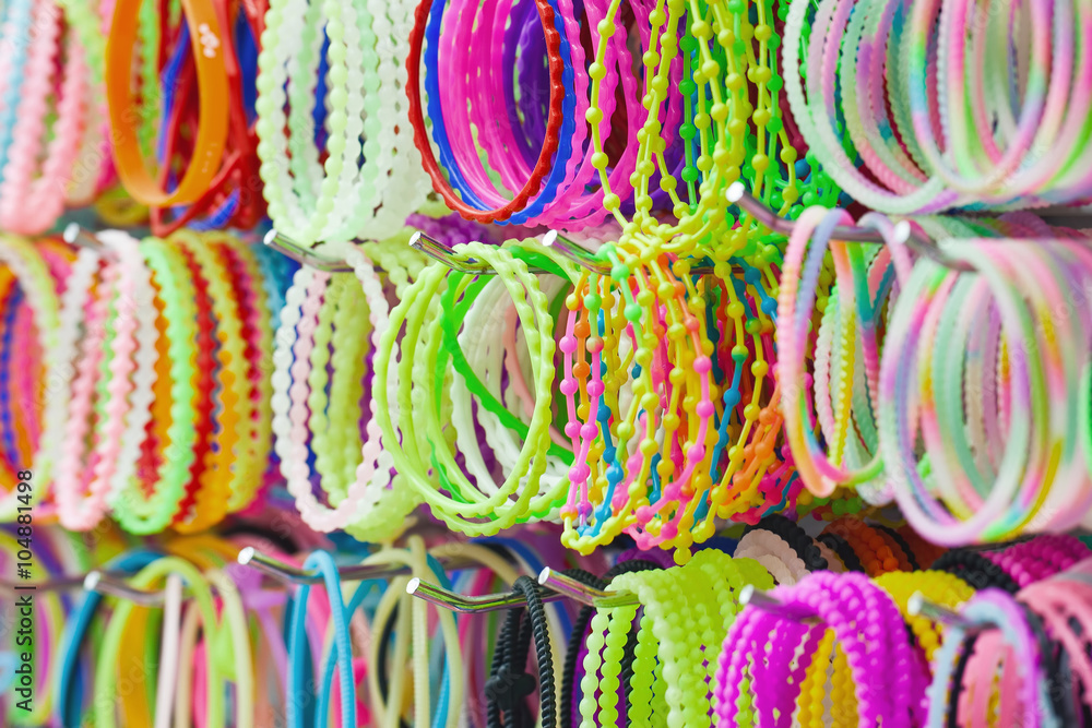 Collection multicolored rubber bracelets