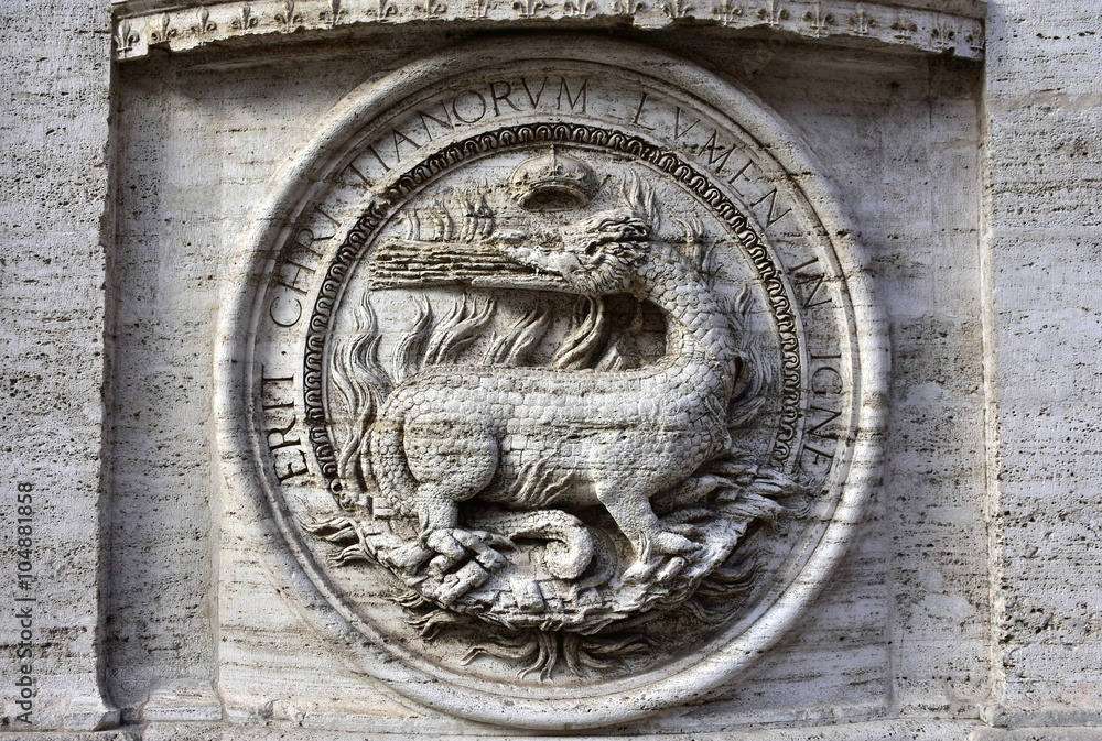 Royal Salamander, symbol of King Francis I of France, from Saint Luis of the French church in Rome
