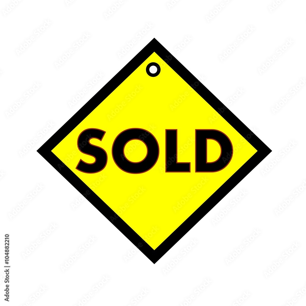 sold black wording on quadrate yellow background sold black wording on quadrate yellow background