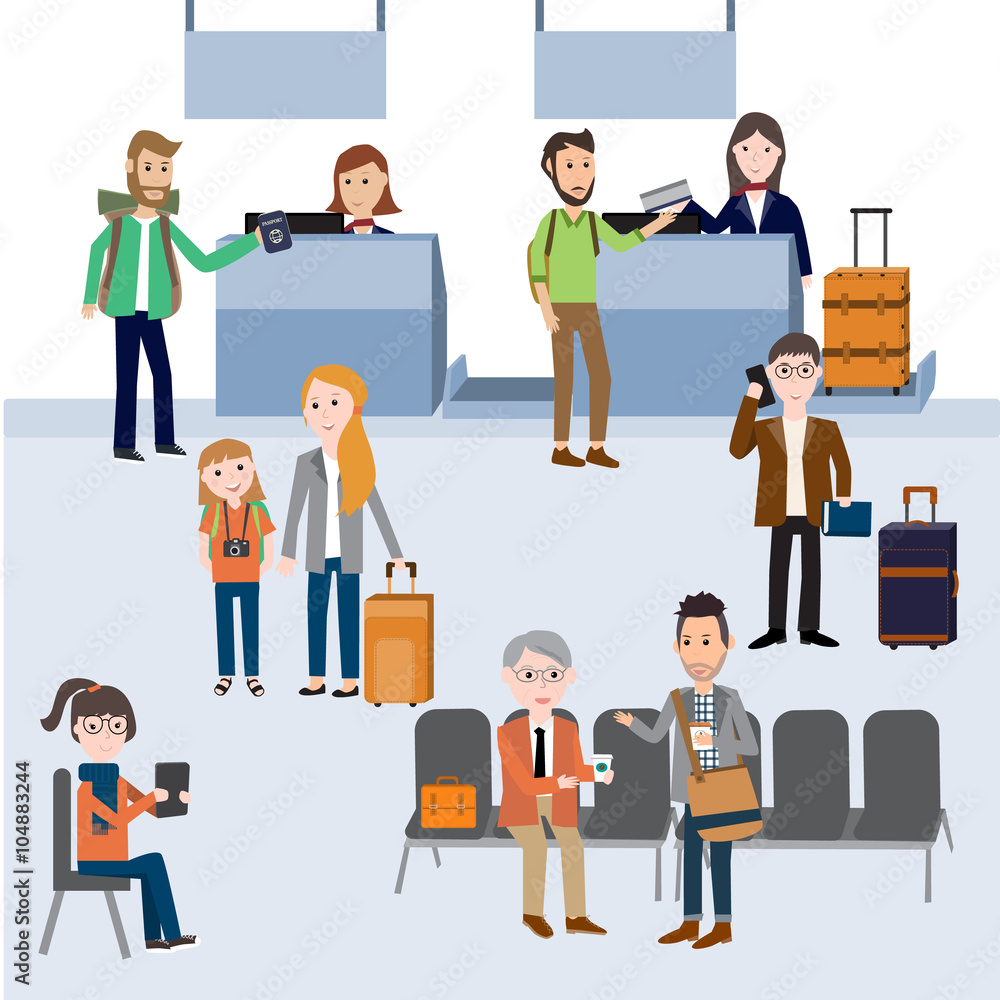 passengers Check in and waiting at the departure terminal in the passengers Check in and waiting at the departure terminal in the