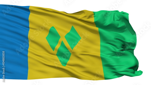 Saint Vincent and the Grenadines Flag Realistic Animation Isolated on White Seamless Loop - 10 Seconds Long (Alpha Channel is Included) photo