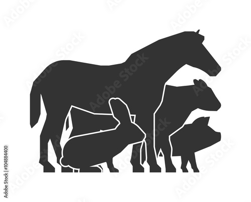 Farmers market logo. Black farm animals icon.