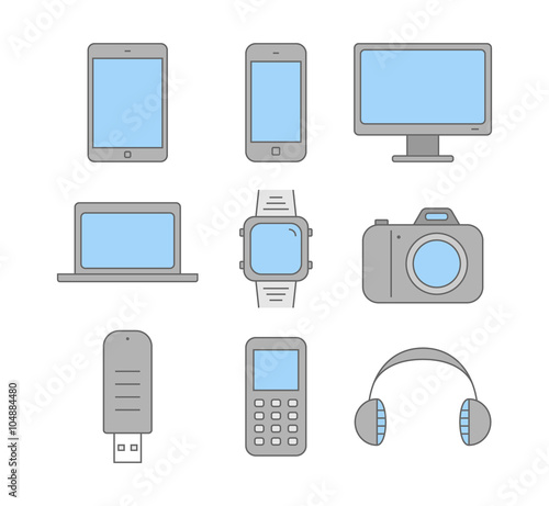 Vector line set of electronic gadgets.