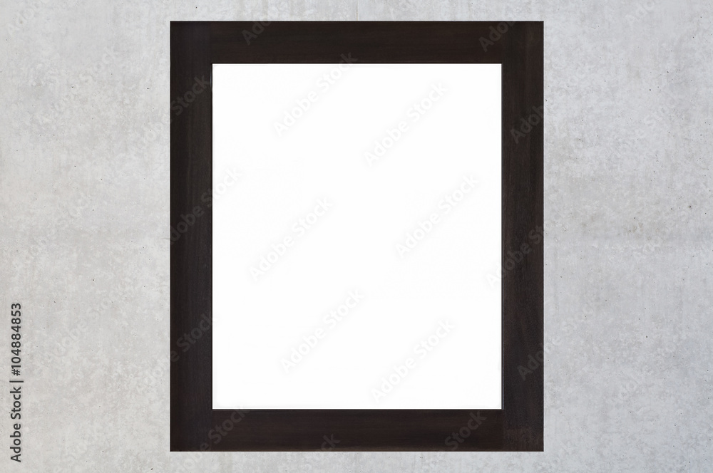 Empty black wood picture frame on stone background Empty black wood picture frame on stone background