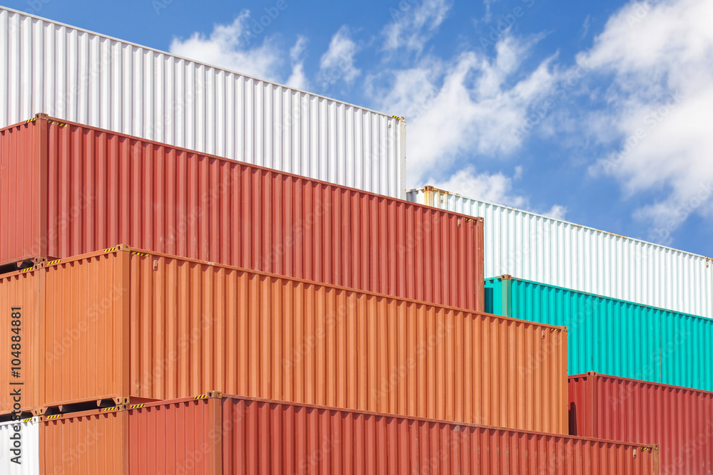Colorful stack of container shipping at dockyard . Colorful stack of container shipping at dockyard .