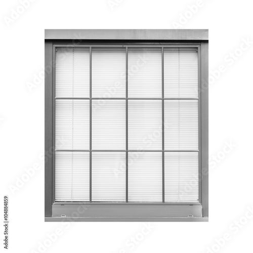 Old style metal window isolated on white background