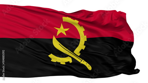 Angola Flag Realistic Animation Isolated on White Seamless Loop - 10 Seconds Long (Alpha Channel is Included) photo