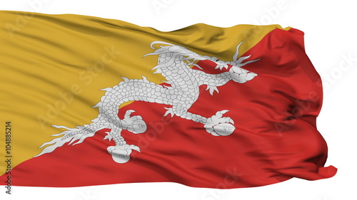 Bhutan Flag Realistic Animation Isolated on White Seamless Loop - 10 Seconds Long (Alpha Channel is Included) photo