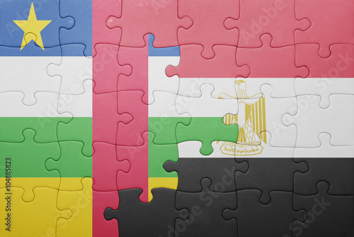 puzzle with the national flag of central african republic and egypt.