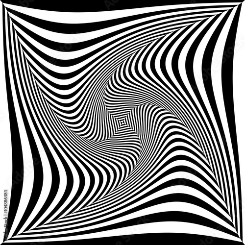 Abstract monochrome vector graphic with deformation on squares