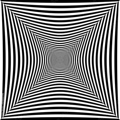 Abstract monochrome vector graphic with deformation on squares