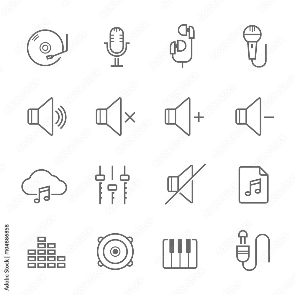 Lines icon set - audio vector illustration Lines icon set - audio vector illustration
