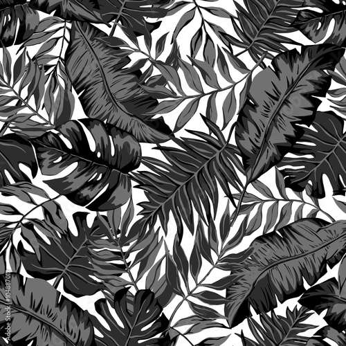 Wallpaper Mural vector seamless bright colorful tropical pattern, split leaf, philodendron, rain forest nature, summer time holidays, active tropics background print Torontodigital.ca