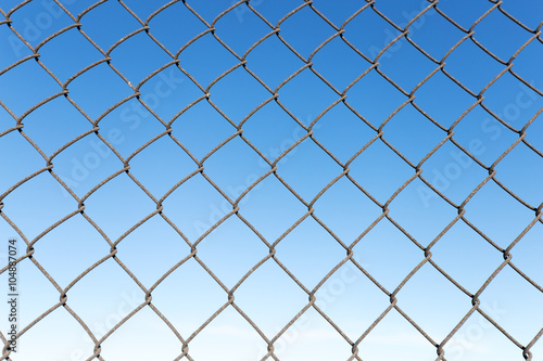 steel net with blue sky background
