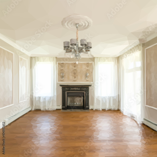 View in room with fireplace