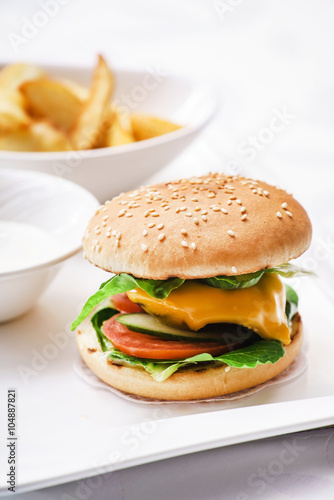cheeseburger with potato