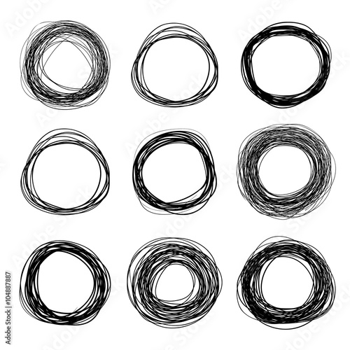 Set of hand drawn scribble circles, vector design elements collection.
