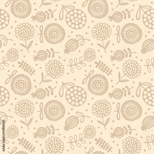 Doodle flower. Hand drawn flowers. Vector seamless pattern (background).