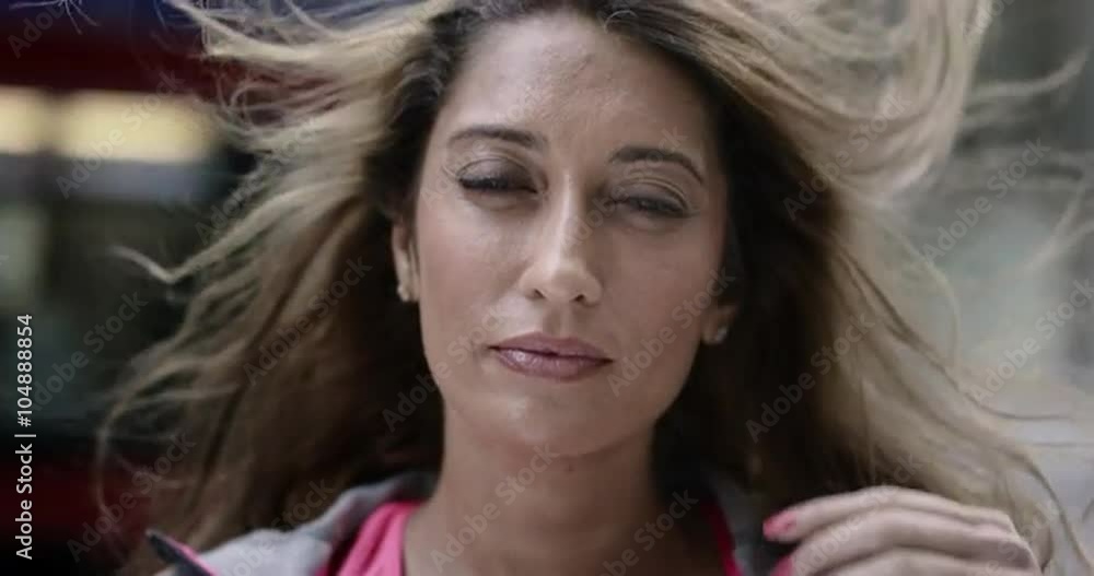 Slow Motion Portrait of happy beautiful fitness woman Slow Motion Portrait of happy beautiful fitness woman